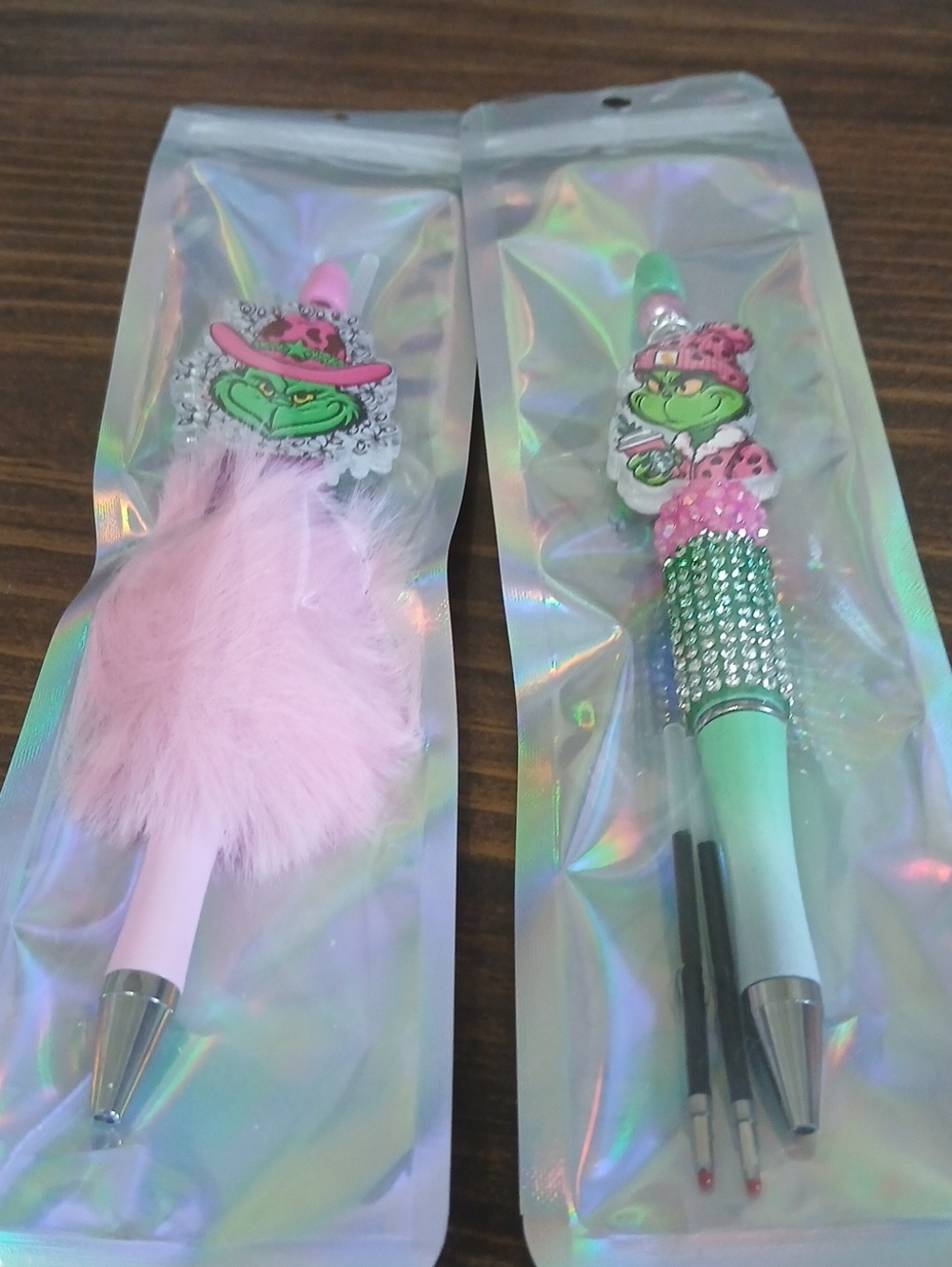 Grinch-Themed Kids Pink Fluffy Pen - Cute Holiday Accessory $ 10.00 Each